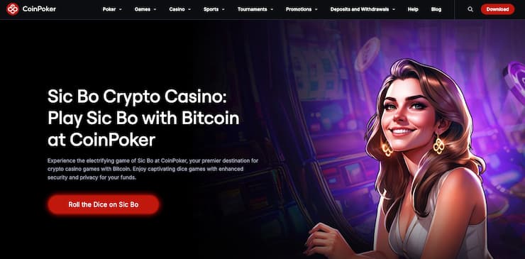 An image of CoinPoker, one of the best sites to learn Sic Bo strategy.